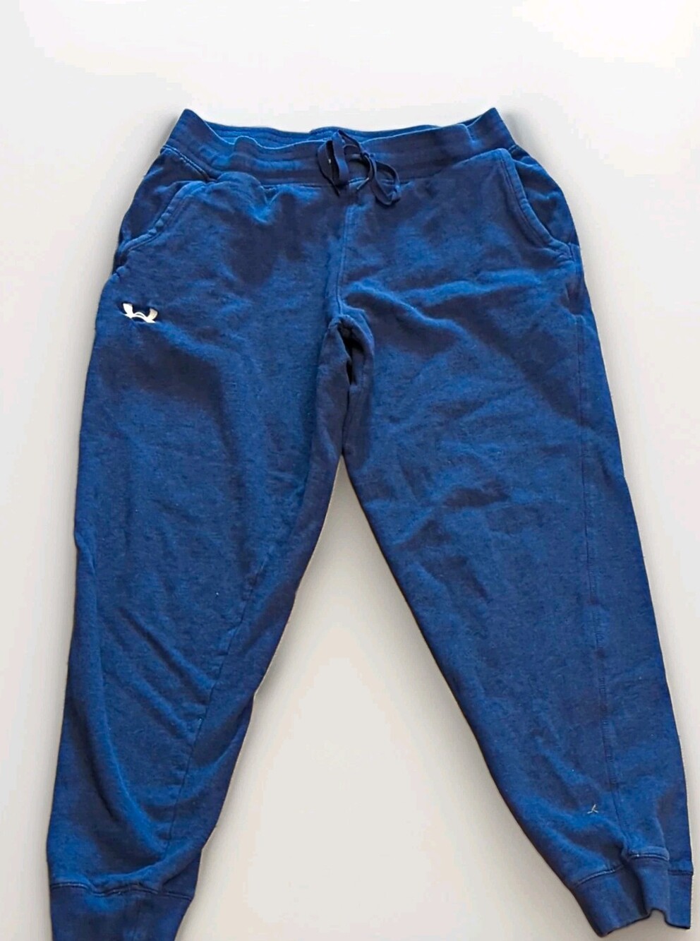 Under Armour Size M Blue Fleece Cotton Jogger Pants Drawstring Pockets